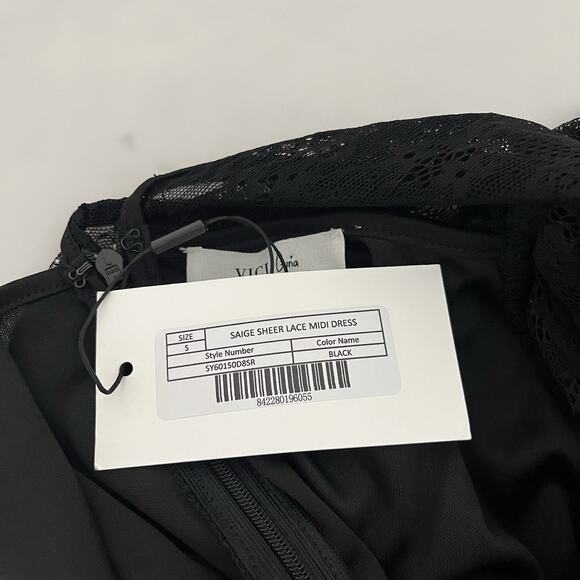 VICI X GINA Saige Sheer Lace Midi Dress Sz Small Whimsigoth Fairy Dark Romantic - Picture 10 of 11